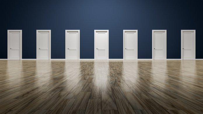 a room with seven doors to choose