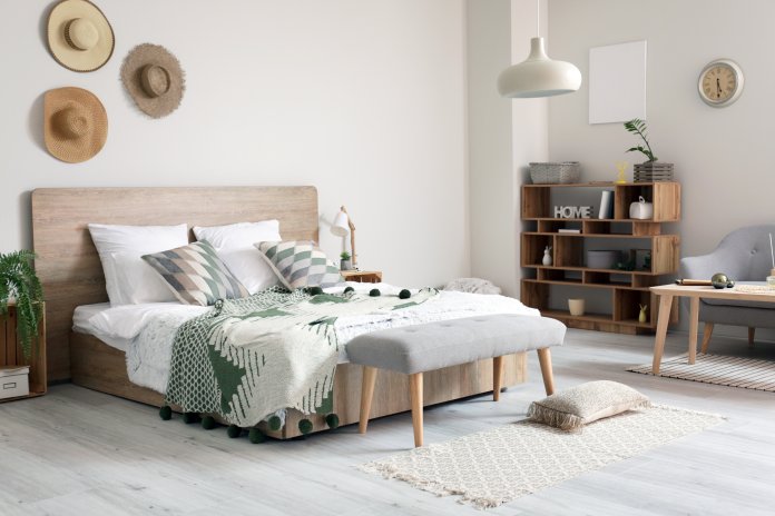 Stylish interior of comfortable bedroom